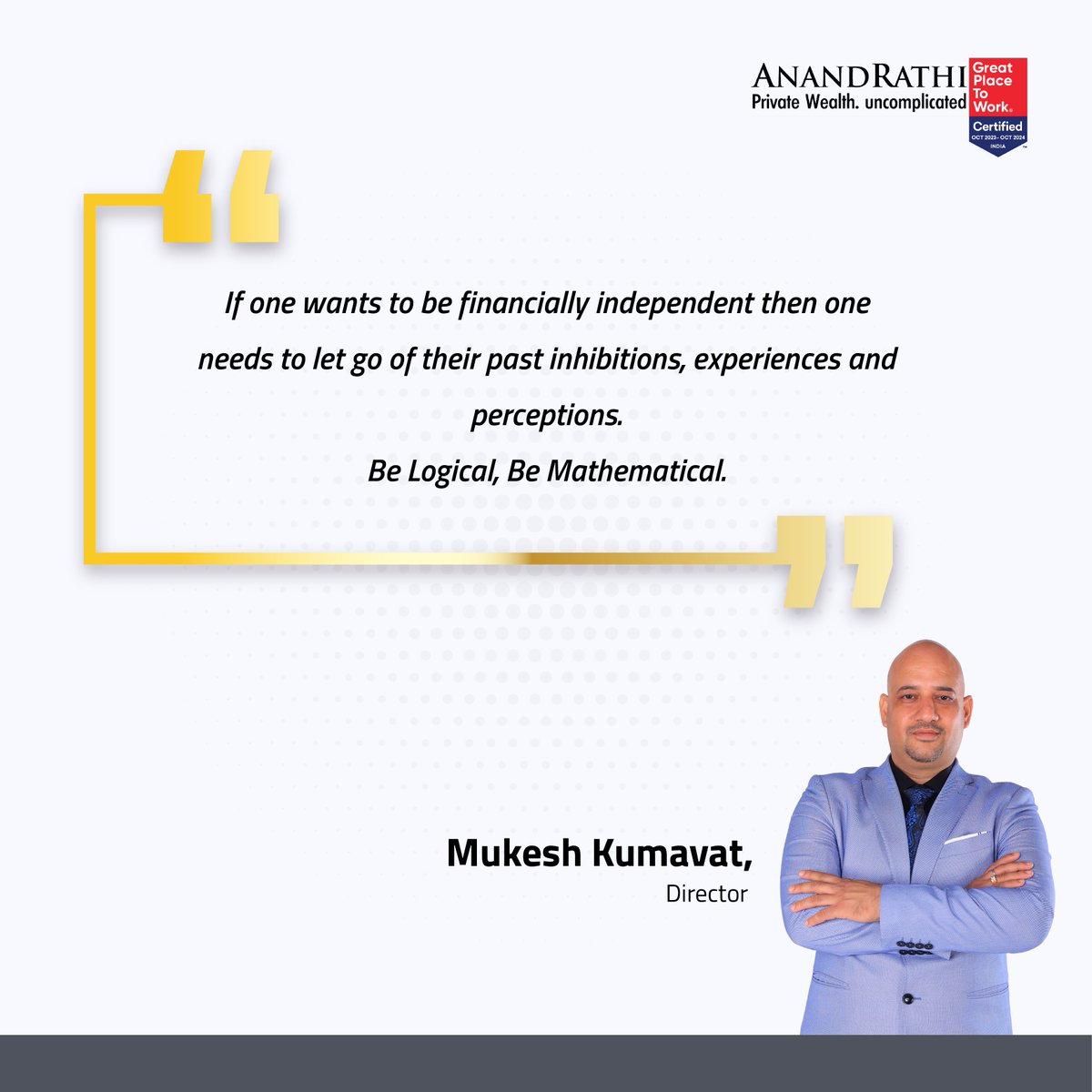 Our Director, @MukeshKumawa8, underscores the importance of a mindset shift as key to achieving financial independence and emphasizes the need to be logic and mathematical in their approach to investments. Know more: anandrathiwealth.in/landing #mathematicalrevolution…