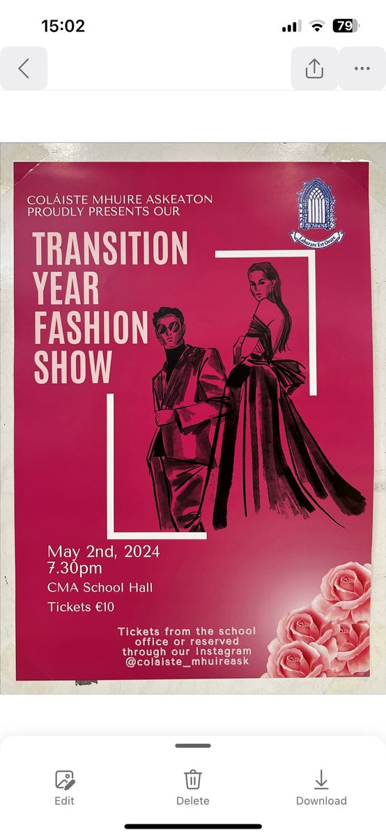 Our Transition Years are presenting a Fashion show , open to the public (ticket only) prizes and raffle on the night. Tickets available from students or from the front office here. May 2nd , #SaveTheDate