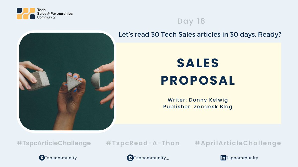 Tech Sales Read-A-Thon🚀 Day 1️⃣8️⃣
Ready, set, READDDD!

Read about how to write a winning sales proposal
🔗zendesk.com/blog/sales-pro…

#TspcArticleChallenge #AprilArticleChallenge #TspcReadAThon #TechSalesArticleChallenge