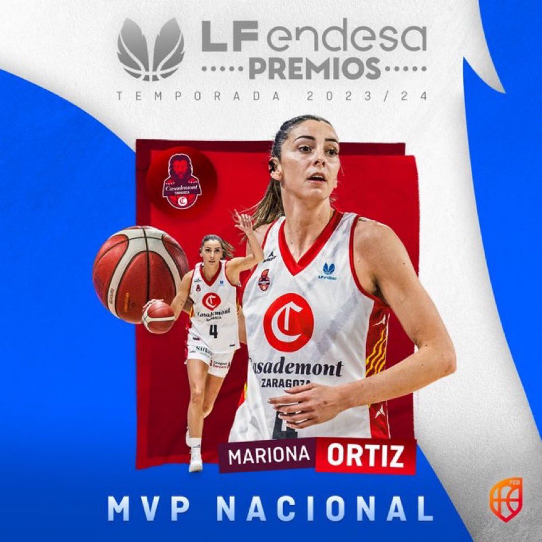 𝙈𝙑𝙋, 𝙈𝙑𝙋, 𝙈𝙑𝙋 🎶 Mariona Ortiz es la MVP Nacional de la temporada #LFEndesa 2023/2024 Enhorabuena @marionaortiz8 👑