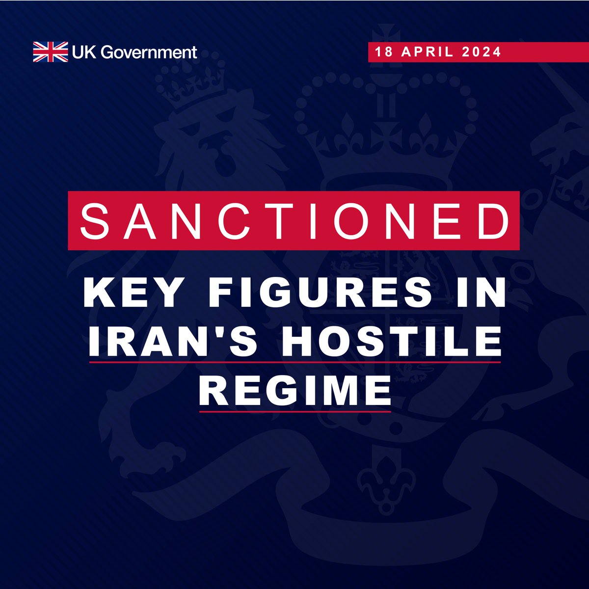 Iran’s attack on a sovereign state was dangerous and reckless. Co-ordinated with the USA, we are sanctioning leading Iranian military figures and entities involved in the attacks against Israel and tightening the net on key actors within Iran’s drones and missile industries.