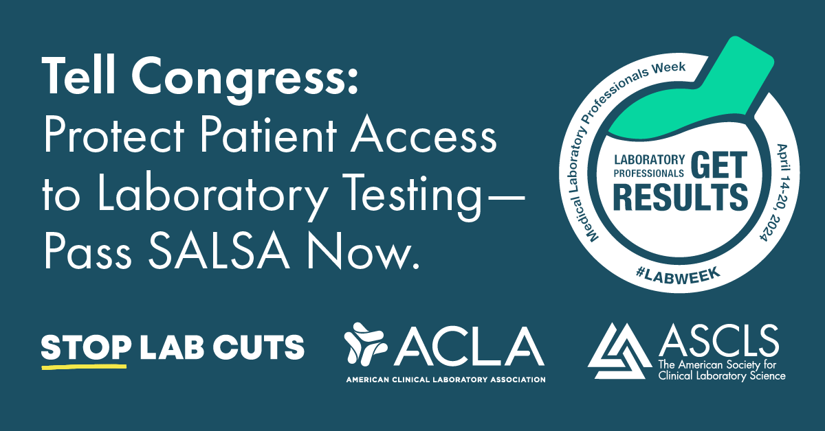 During Medical Laboratory Professionals Week, be a #Labvocate and urge Congress to pass the Saving Access to Laboratory Services Act, which will protect patient access to over 800 #MedicalLaboratory tests. #LabWeek #StopLabCuts #IamASCLS #Lab4Life
stoplabcuts.org
