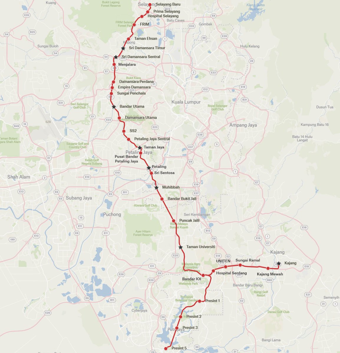 It's time we think big Let's build a LRT4 from Selayang all the way to Putrajaya with a branch to Kajang Selayang to Putrajaya OR Kajang in 75 minutes, and Kajang to Putrajaya in 30 minutes