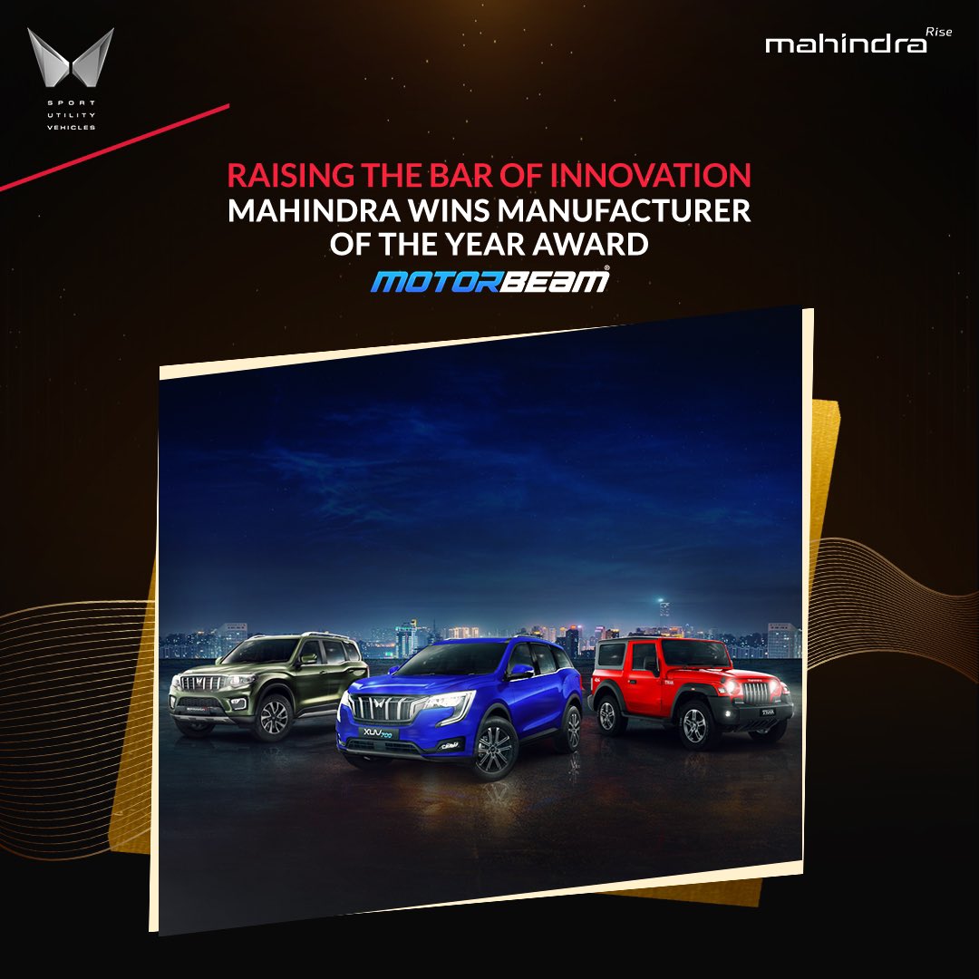 Outnumbering our own records yet again! Our remarkable growth in FY24 has earned us the prestigious accolade of Manufacturer of The Year. Thank you to @MotorBeam, the Mahindra team and our customers for the unwavering support.