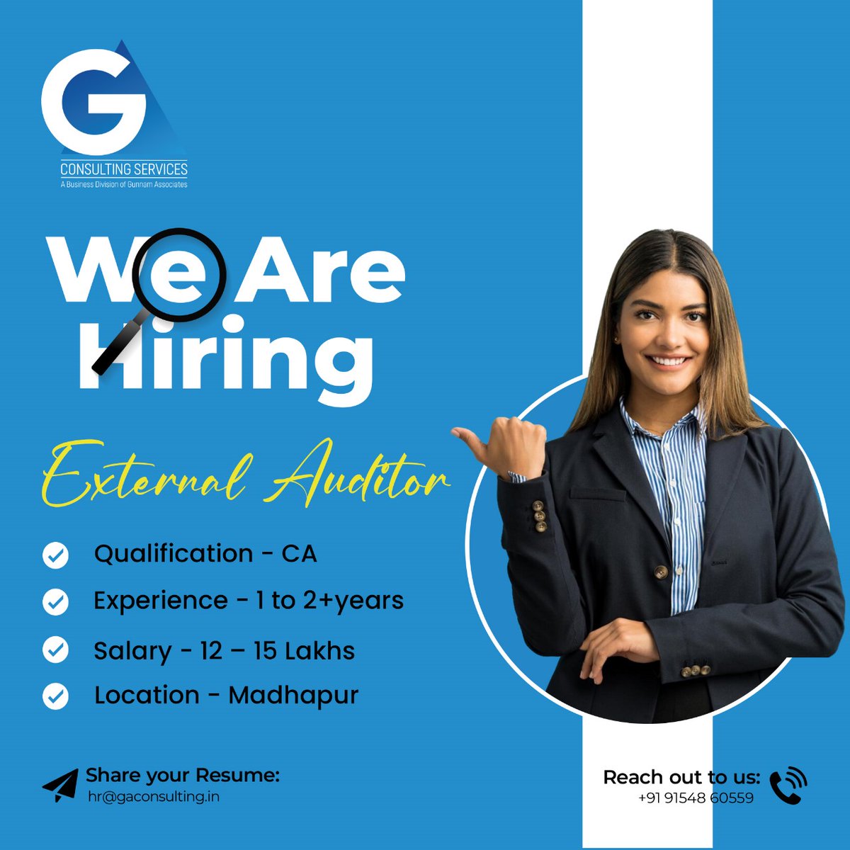 We're hiring for a CA qualification. Join us if you're a qualified Chartered Accountant ready to excel in our team. #gaconsulting #hiringnow #hiring #jobaportunity #joinus #ca #chartedaccountant #jobhunt #jobseker #hyderabad #madhapur