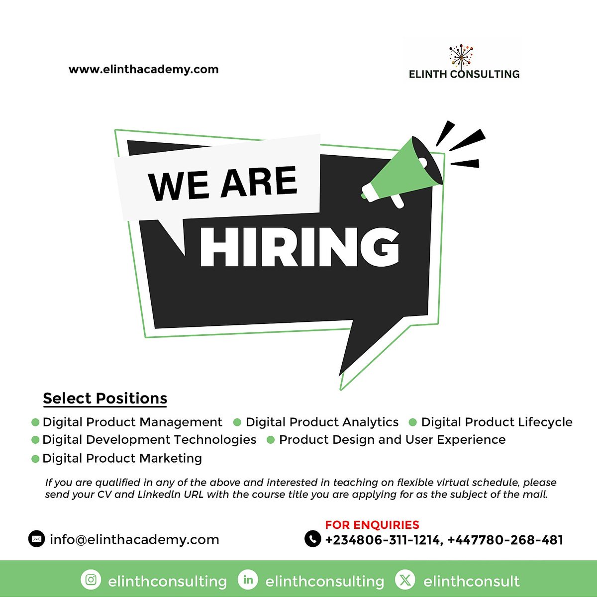 elinthconsult's tweet photo. Apply within if you qualify! 📣
Applications close 30th April, 2024! 

Goodluck! https://t.co/22jTl2xqMO