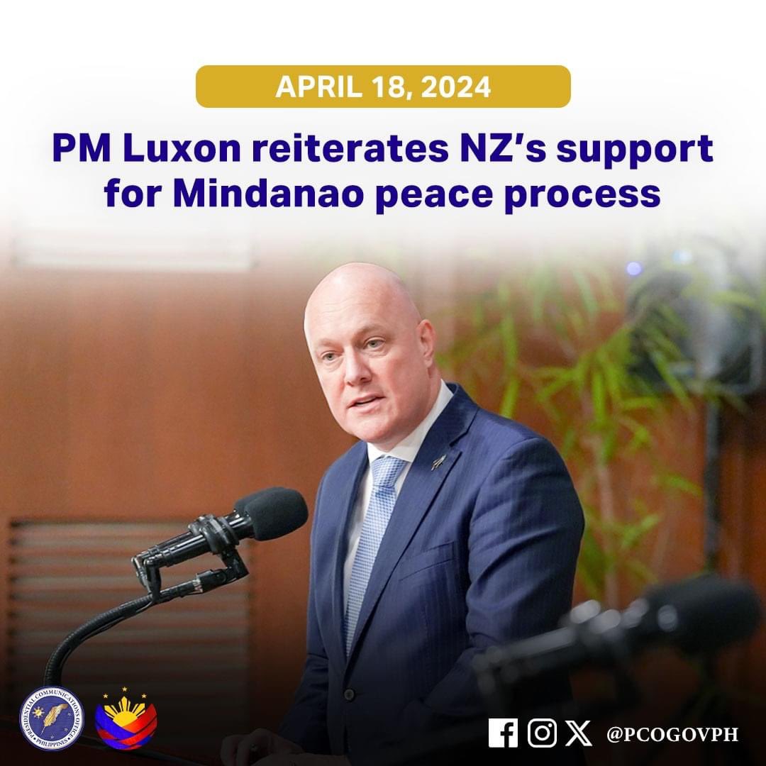 New Zealand Prime Minister Christopher Luxon reiterated his country’s support for the Mindanao peace process as the southwestern Pacific Ocean nation backed the Global Community Engagement and Resilience Fund. Read: pco.gov.ph/NZ-supports-Mi…