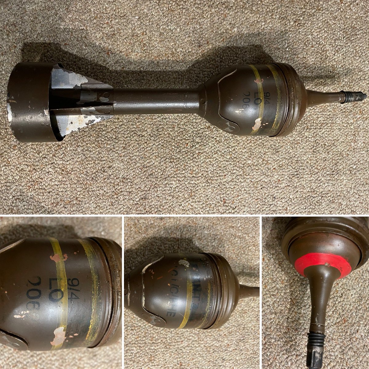 INERT PIAT round, original paint, scarce to find in this condition. Available at Thetford Militaria Fair on Sun 21st April. For more details please visit thetfordmilitariafair.com 
#piat #inertordnance #wwiiordnance #militaria #militariacollector #militariafair #militariacollection