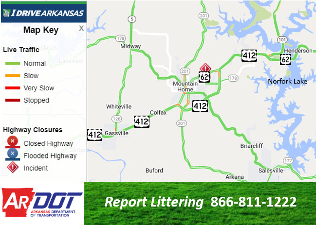 Baxter Co: (UPDATE) Hwy. 62-B EB lanes remain blocked due to an accident at the Hwy. 178 intersection in Mountain Home.  Monitor at IDriveArkansas.com.  #artraffic #nwatraffic #neatraffic 
 twitter.com/IDriveArkansas…