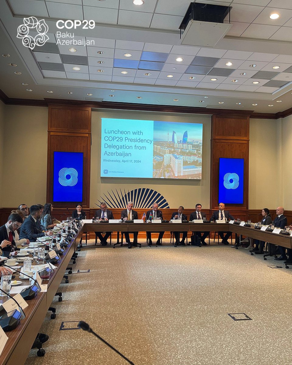 President-Designate Mukhtar Babayev and the #COP29 leadership team joined a discussion with the @USChamber on the critical role of the private sector in addressing the climate challenge, emphasizing the need for businesses to commit more to the Just Transition.
#IMFMeetings