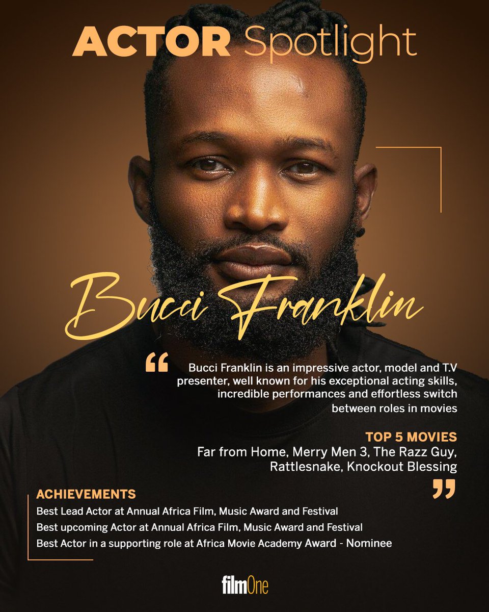 FilmOneng's tweet photo. Bucci Franklin undeniably has shown beyond bounds his talent as he always leaves a lasting impression on every film he has touched 🔥🔥
•
He is a pure entertainer and his dedication to his craft has him rising quickly as a star in the industry ⭐️
•
#FilmOne #ActorofTheWeek https://t.co/OOZhp5E52I