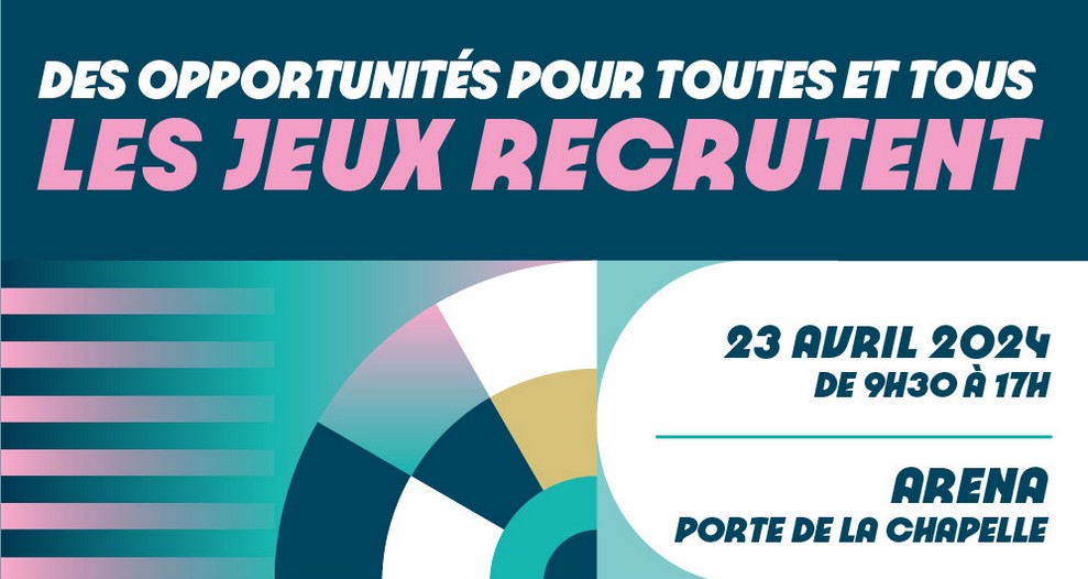 RDV sur le Forum #emploi “Les Jeux recrutent” le 23 avril à L'Arena Porte de la Chapelle Paris 18e. 70 entreprises et attributaires des #JO recrutent les derniers membres de leurs équipes et il y en a pour tous les goûts ! 🤗 Pré-inscription obligatoire 👉 lesjeuxrecrutent.org