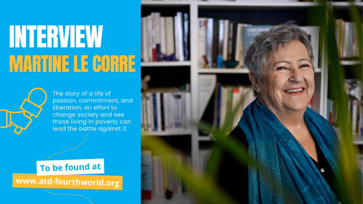 🎙️Martine Le Corre passionately recounts her struggle for dignity. Meeting ATD Fourth World founder Joseph Wresinski and the other ATD Fourth World Volunteer Corps members was a turning point in her life. Discover her story : vu.fr/TsZOb