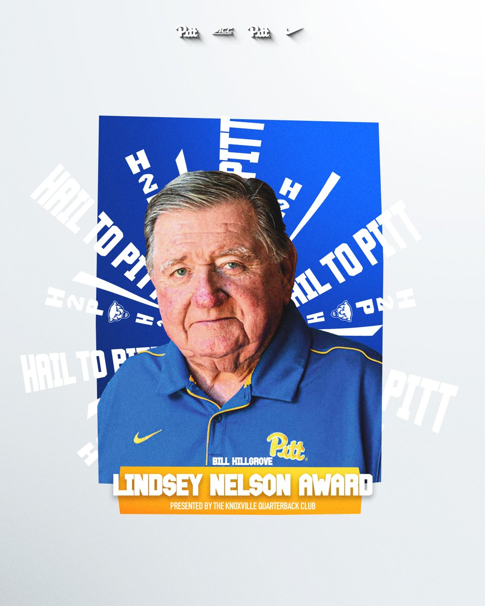 Lindsey Nelson Award 🔊🏆📻 This Saturday, Pitt's Bill Hillgrove will be presented with the Lindsey Nelson Award, one of the most prestigious broadcasting awards in all of college football. Previous winners selected by the Knoxville Quarterback Club include Verne Lundquist, Lee