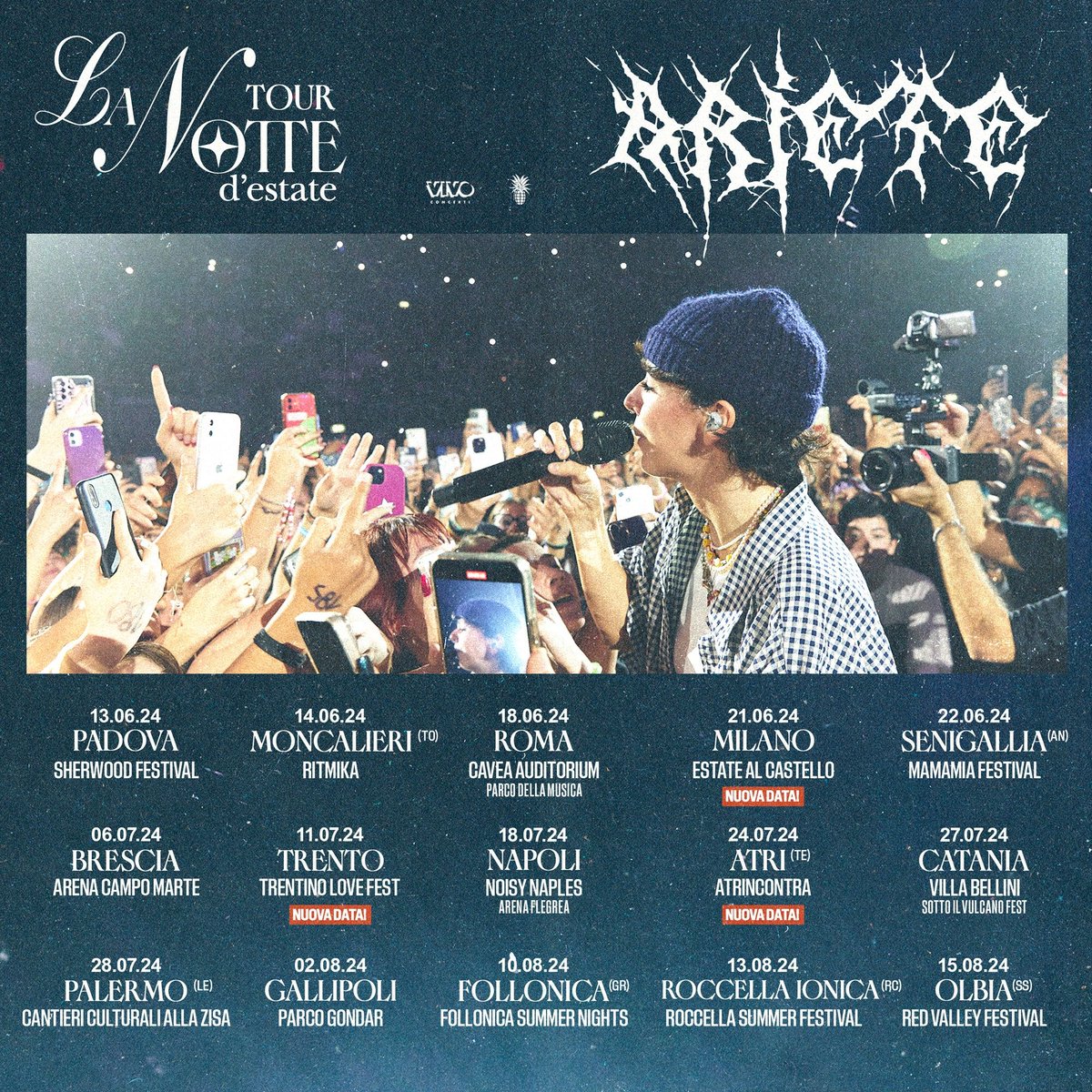 TicketOneIT's tweet image. 📣 Aggiunti nuovi appuntamenti a “La Notte D’Estate” di #Ariete ✨ 

🎫 Acquista ora il tuo biglietto:
buff.ly/3Q9Ufjb