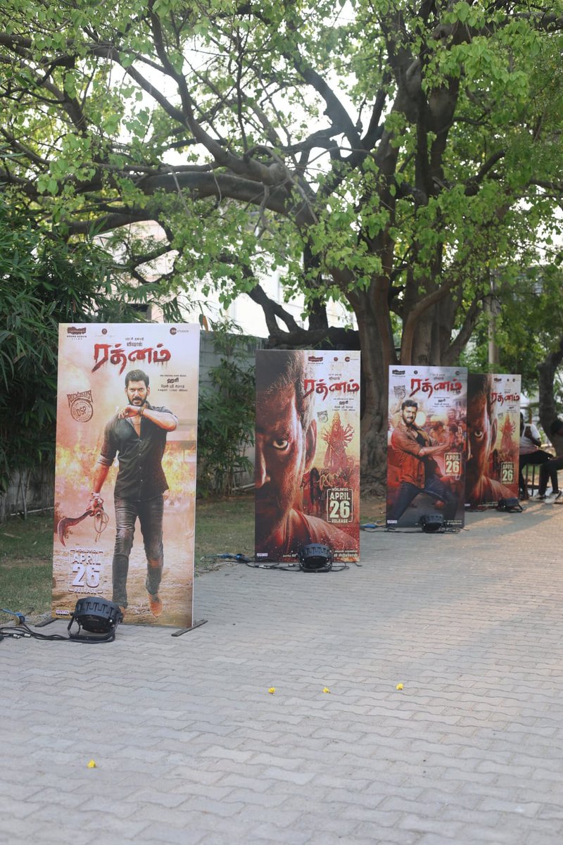 All set for #RathnamPreReleaseEvent & Press Meet 🔥 #Rathnam in theatres on APRIL 26TH! Starring Puratchi Thalapathy @VishalKOfficial. A film by #Hari. A @ThisisDSP musical. @stonebenchers @ZeeStudiosSouth @iYogiBabu @priya_Bshankar @VigneswaraEnt @adityamusic…