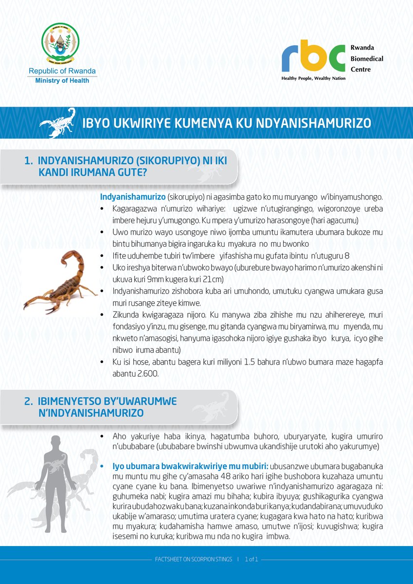 RBCRwanda's tweet photo. Amakuru y'ingenzi wamenya ku ndyanishamurizo (Scorpion) n'uburyo bwo kwirinda kurumwa cyangwa icyo wakora mu gihe urumwe nayo. https://t.co/hKguzeVOOf
