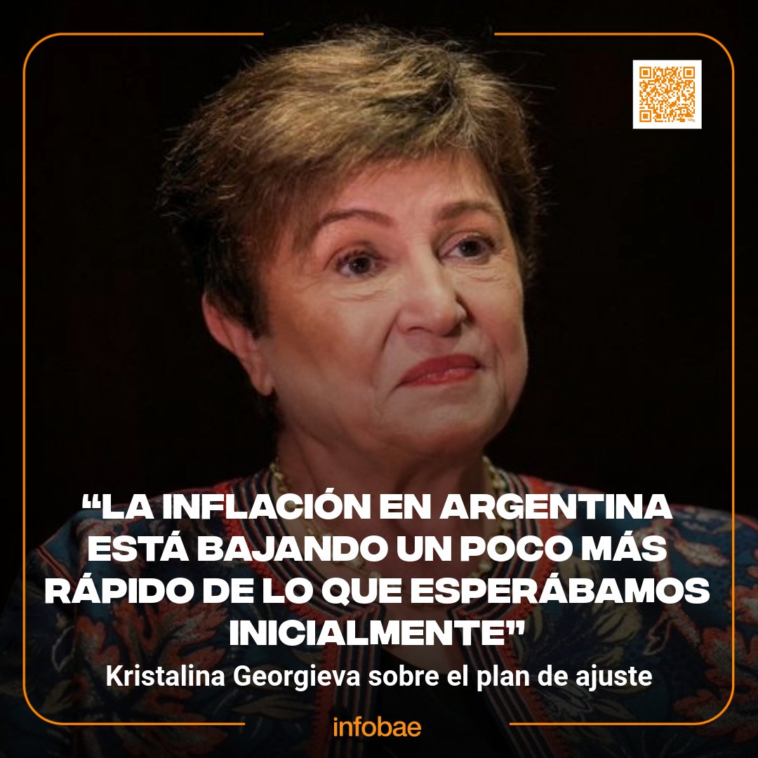 Kristalina Georgieva sobre el plan de ajuste: “La inflación en Argentina está bajando un poco más rápido de lo que esperábamos inicialmente” bit.ly/3JnUNy5