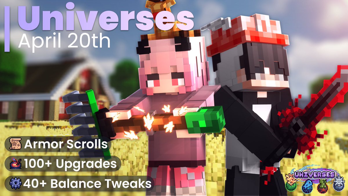Universe release this Saturday @ 3PM EST! Participate in the following giveaways: 

 • x4 5,000 Credits 
 • x6 SOTW Lootboxes (2 winners)  

Requirements:           
• Follow us, retweet, like, comment ign       
• Tag 2 friends     
• Join our Discord