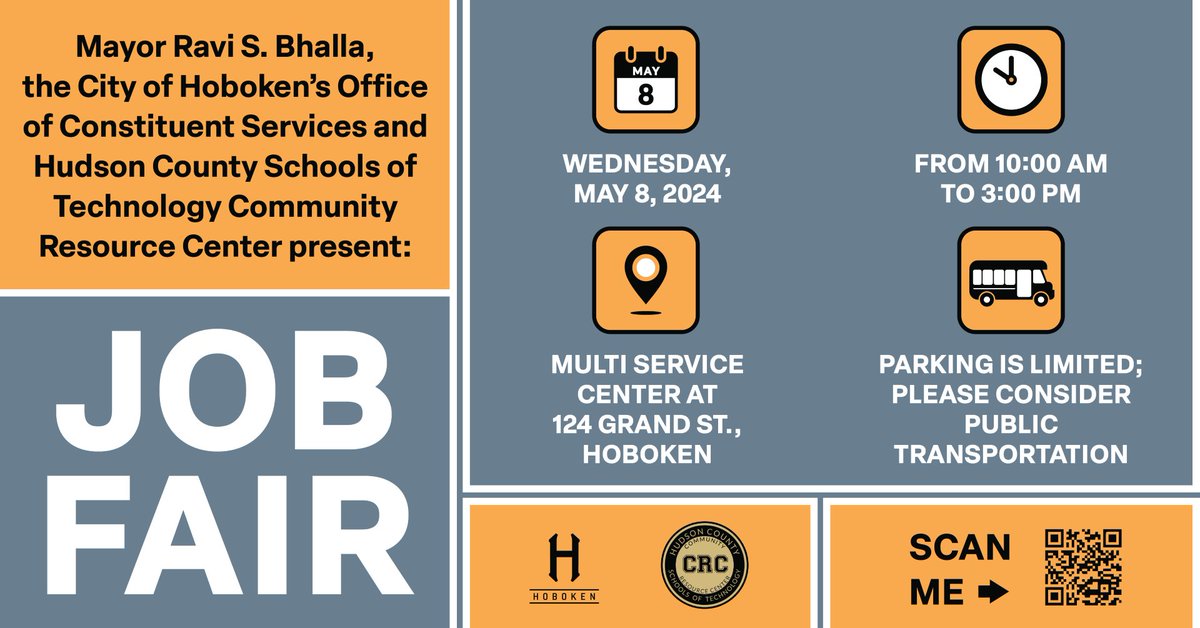 Get your resume ready! The Office of Constituent Services and HCST Community Resource Center will host a job fair on May 8 at the Multi-Service Center, 124 Grand St. More info: local.nixle.com/alert/10890767/