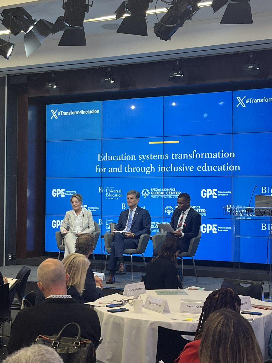 What will it take to transform systems for truly inclusive education? Nyasha Derera in conversation with @YasmineSherif1 and @TimShriver 
 #Transform4Inclusion @BrookingsGlobal @SpecialOlympics @GPforEducation