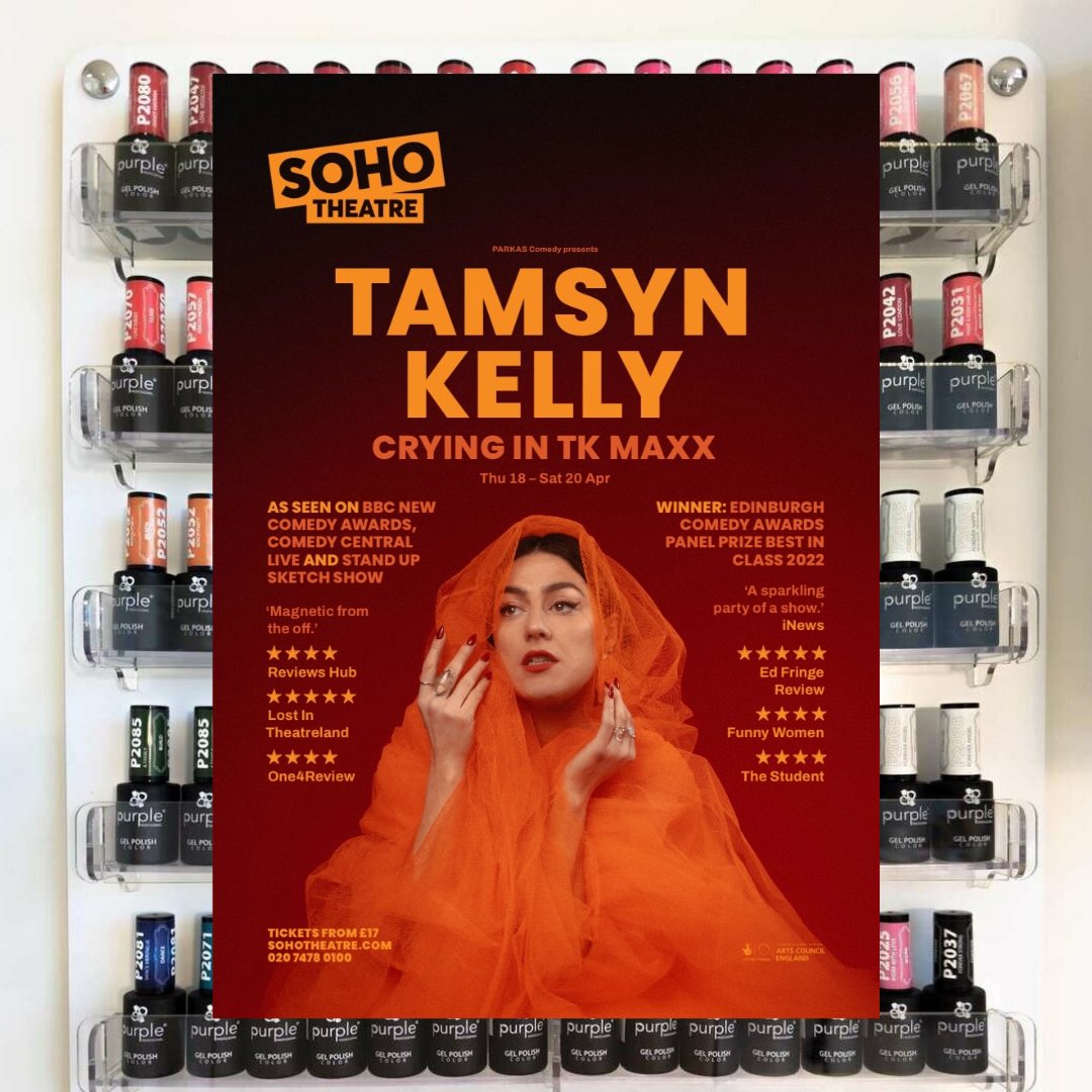 @TamsynKelly is ‘Crying in TK Maxx’ @sohotheatre tonight and until Saturday 🥂Tickets in bio 🔥 ‘A sparkling party of a show’ iNews