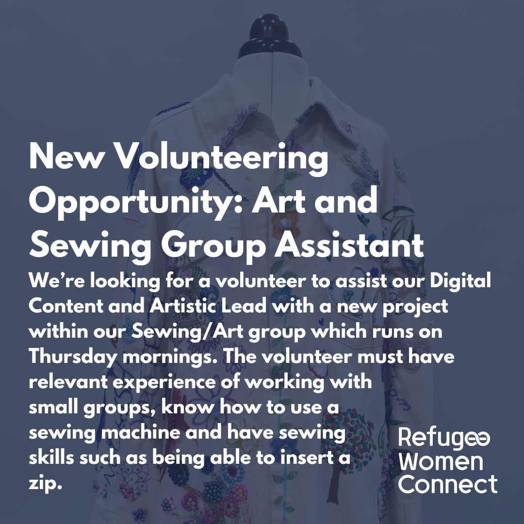 New Volunteering Opportunity – Art and Sewing Group Assistant A new volunteering opportunity had arisen! We’re looking for a volunteer to assist our Digital Content and Artistic Lead with a new project within our Sewing/Art group which runs on Thursday mornings. 🧵