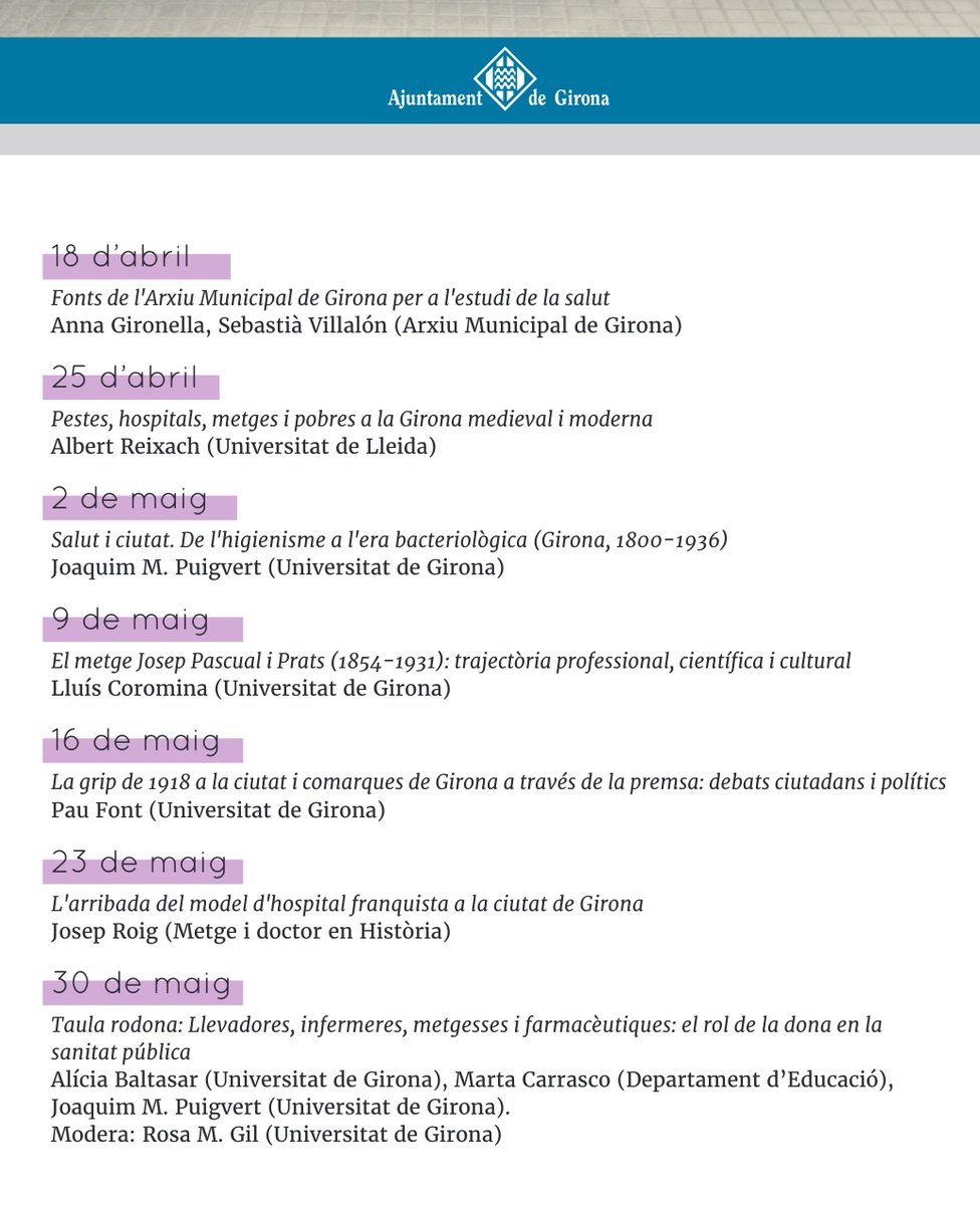 #GironaAvui
Inici del cicle Conferències a l'Arxiu Municipal <a href="/arxiu_gi/">AMGirona</a>
Avui: mapa documental per a la recerca en l'àmbit de la #SalutPública 
Tot el programa 👇
cdn.girona.cat/sgdap/sgdapdoc…