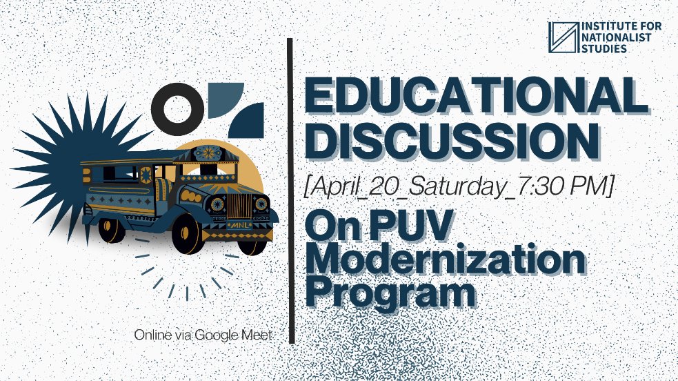 🚨 𝗘𝗗 𝗔𝗟𝗘𝗥𝗧🚨 🚍On PUV Modernization Program 🗓April 20, 2024 (Saturday) 7:30 PM via Google Meet Register here: forms.gle/iFw28GZL6Ae24P… #NoToPUVPhaseout #NoToJeepneyPhaseout