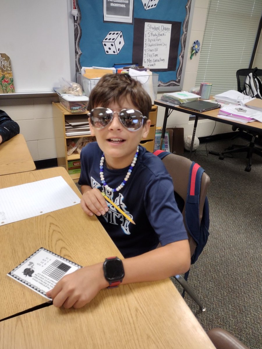 The future for this HHE 5th Grader is so bright! Math STAAR Review wearing shades. My shades.❤️😂☺️
<a href="/HumbleISD_HHE/">Hidden Hollow Elementary</a>