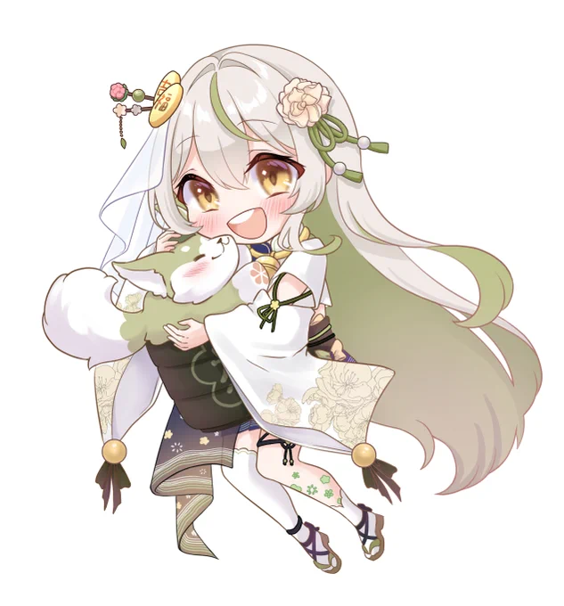 畫了茶花&amp;茶狐抱抱的Q版~#Chaka茶繪 