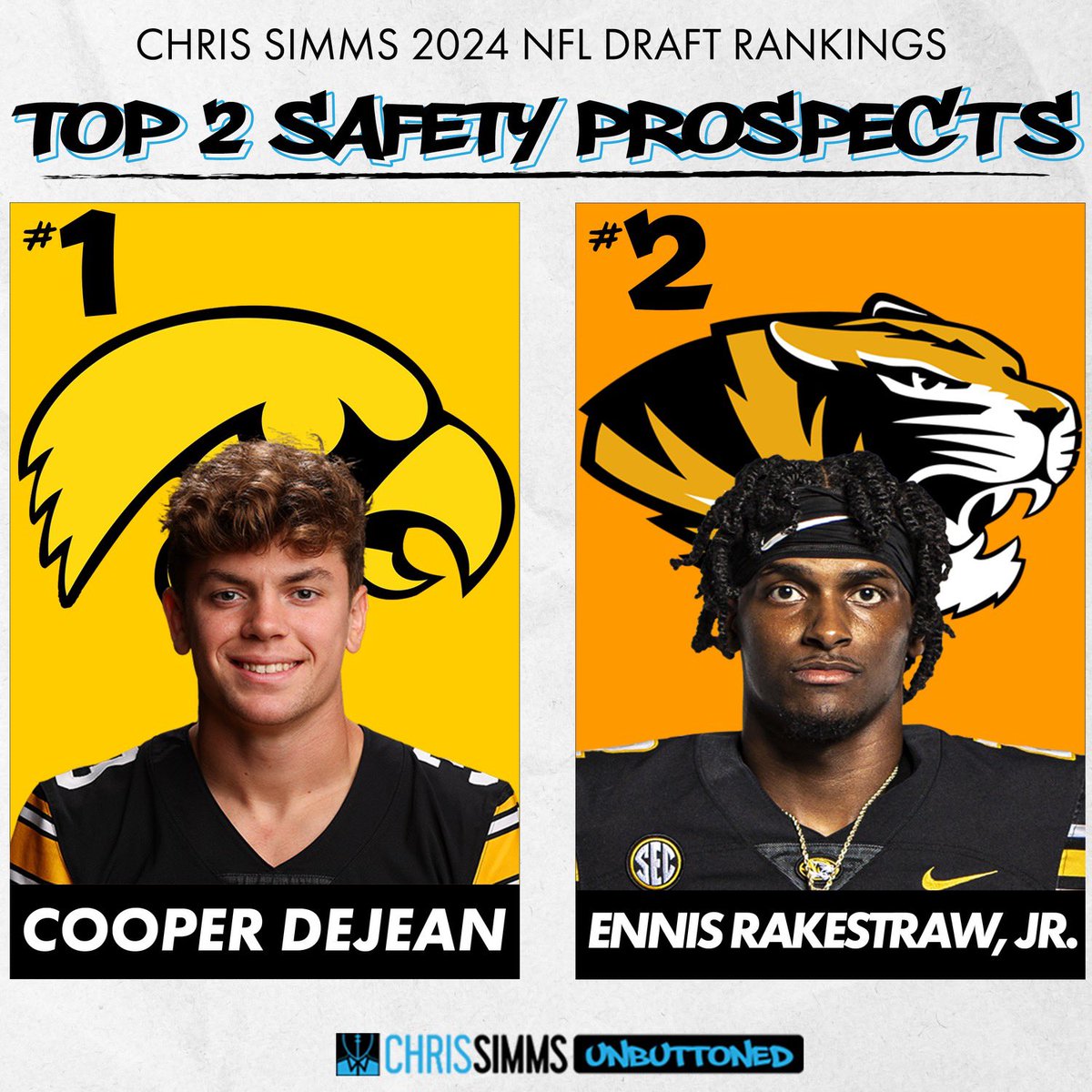 Cooper DeJean and Ennis Rakestraw Jr played CB but are better suited for Safety in the NFL. DeJean has straightaway speed and is physical but doesn’t change direction all that well. Rakestraw has good hips but the not straight speed needed at CB