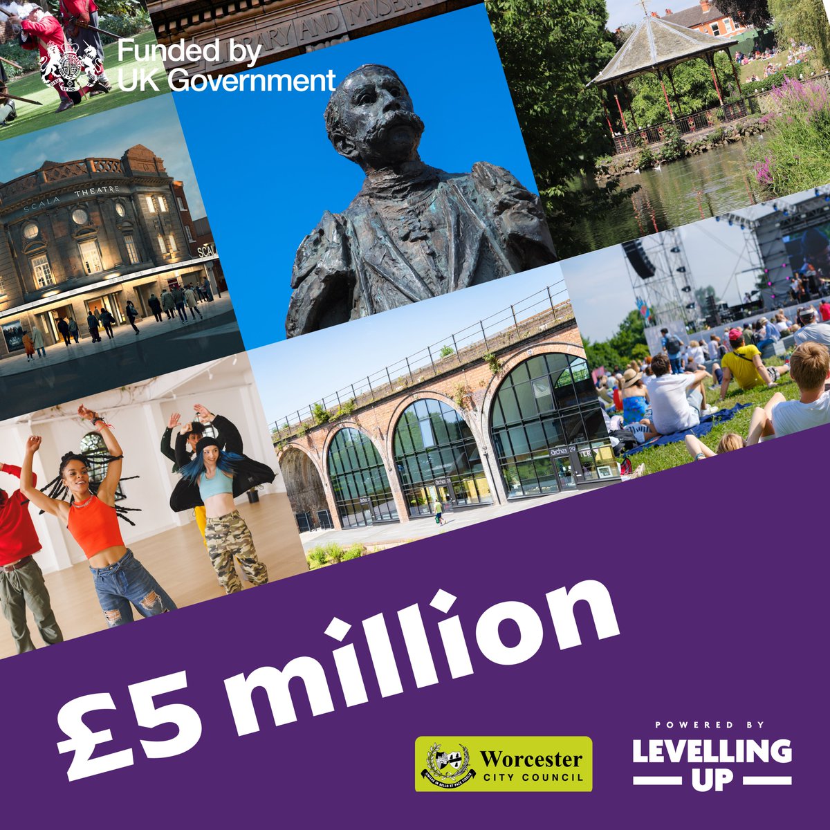 How will #Worcester spend £5 million of #LevellingUp funding for #culture? Proposals include a new Civil War national monument, more facilities at the upcoming Scala arts venue, music performance areas in parks and much more. All the info👇 worcester.gov.uk/news/worcester…