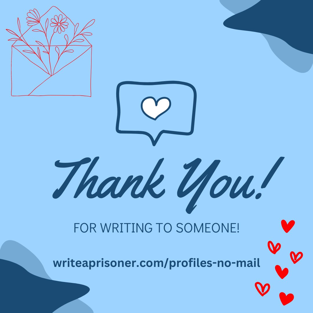 THANK YOU!!! 😍🌹🎉 We have received so many Email Forwards the past few days, and we look forward to mailing them on Monday! Please consider writing to someone on our 'Needs Mail' list! We'll be happy to print and mail your message for you. writeaprisoner.com/profiles-no-ma…