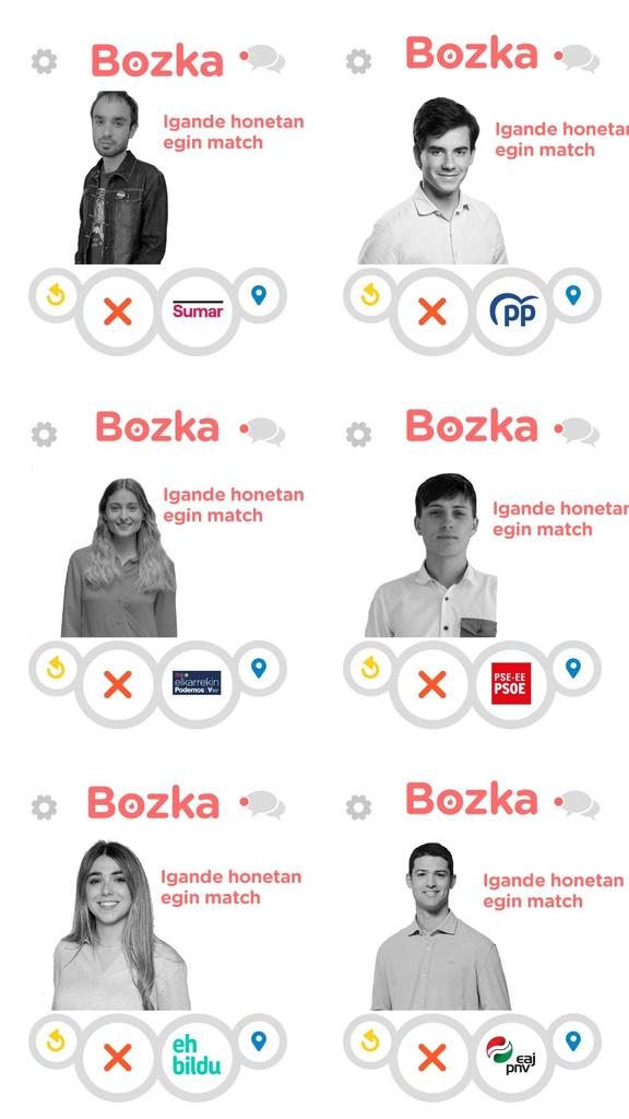 🗣️📩Hauteskundeak bueltan eta auzia pil-pilean dago. 👉🏽 Hona hemen 2024ko hauteskunde autonomikoetarako hautagai gazteak. 🔥Informa zaitez, egin match eta bozkatu. 🖥️Beste eguneko eztabaidaren bideoa, gure biografiako linkean dago. Zalantzak izatekotan, egin klik eta kontsultatu.