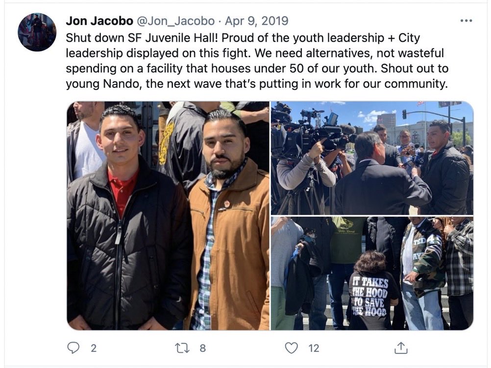 Jackie knew about #FernandoMadrigal and still had Jacobo as a friend and campaign worker — #Nando is a Norteño gang member now in federal prison for murdering a 15-y-o boy in the Mission. Jacobo stood behind him as did Ronen — in fact Jacobo had this pinned to his Twitter even…