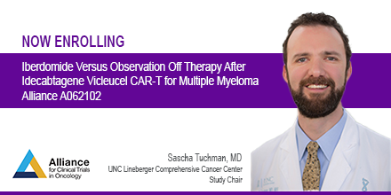 #ICYMI - .@stuchman1 @UNC_Lineberger leads @ALLIANCE_org A062102-a trial that compares iberdomide maintenance therapy to disease monitoring to improve survival in pts who have received idecabtagene vicleucel for multiple #myeloma: bit.ly/Alliance-A0621… #mmsm @MM_Hub #NCI #NCTN