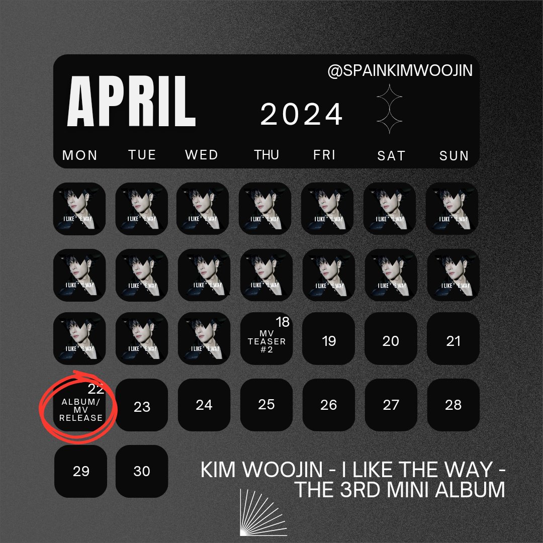 spainkimwoojin's tweet image. [🗓️] 24.04.18 Calendario de actividades de Kim Woojin del mes de Abril

MV teaser #2

#KIMWOOJIN #김우진 #Kustomade #SMEntertainment #ILIKETHEWAY
#KIMWOOJIN_ILIKETHEWAY