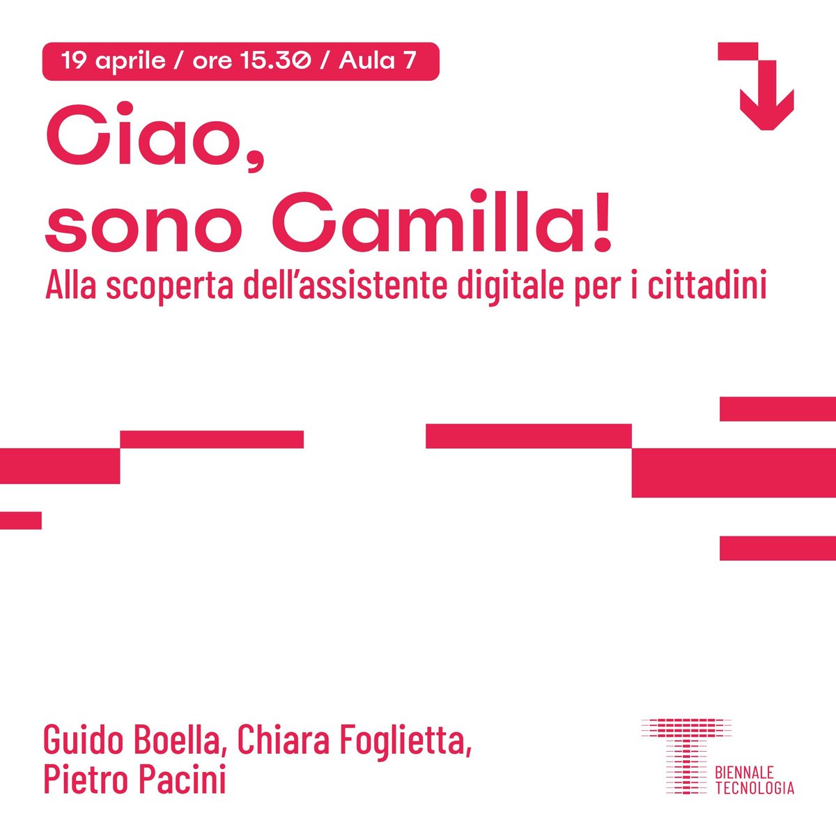 csipiemonte's tweet image. @BiennaleTech è partita! 
📍 Vi aspettiamo domani alle 15.30 al @PoliTOnews con @PietroPacini @fogliettachiara e Guido Boella.
📍 Durante tutta la giornata sarà possibile interagire con Camilla nella postazione dedicata. 
#nuovocsi #yourdigitalpartner #BiennaleTech