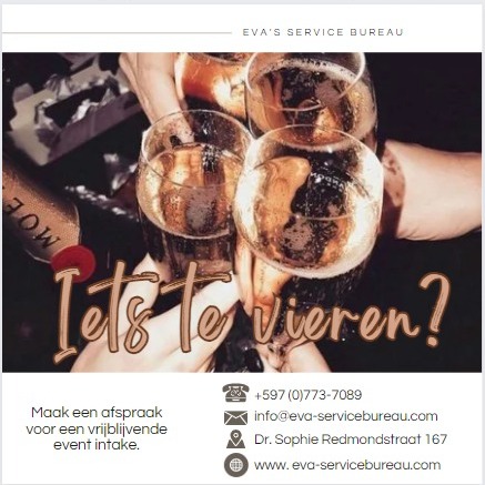 Eva_wep's tweet photo. Heeft u binnenkort iets te vieren of te gedenken? Maak dan een telefonische afspraak via: +597 773-7089 voor een gratis intake gesprek. Dit gesprek is geheel vrijblijvend.

Voor meer info:
https://t.co/6cwBWUPGKE
Dr. Sophie Redmondstraat 167 (1e etage) https://t.co/ymNjfP6FyY