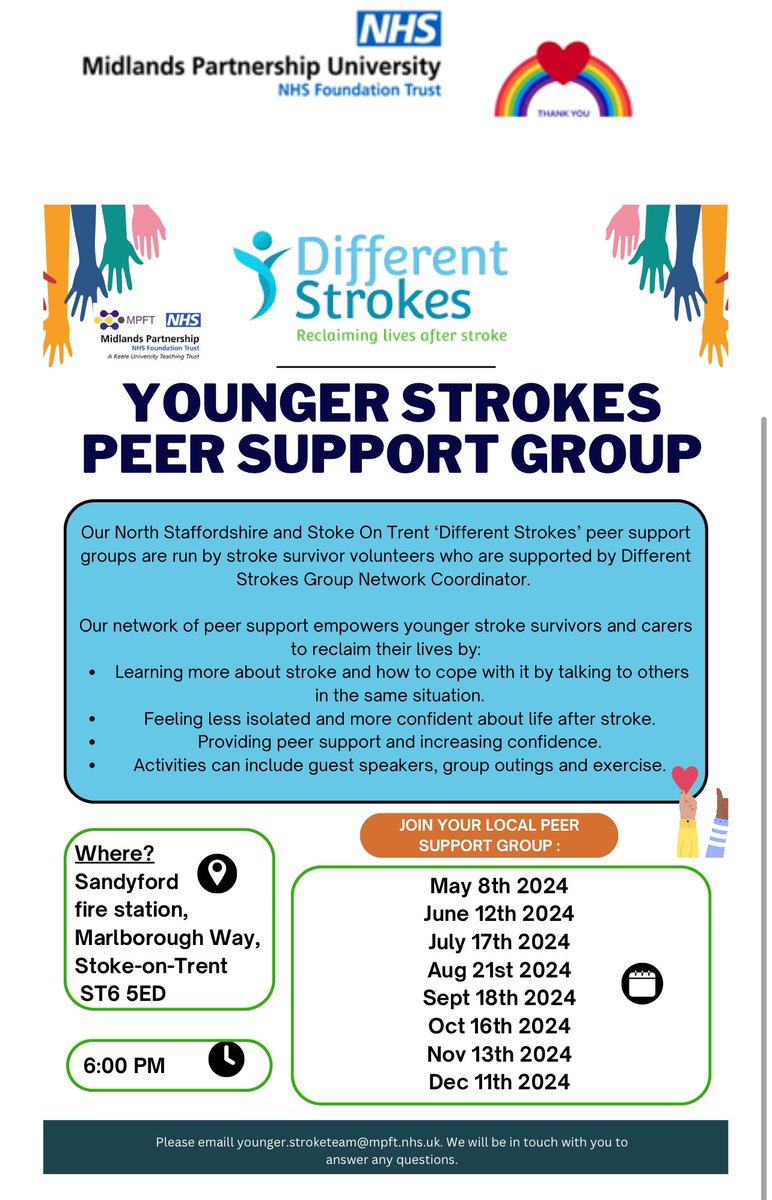 Please share 📣 New dates for our Different Strokes Peer Support Group @diffstrokes @chloepopplewell @Kirstiebphysio @PhilFerdinand3 @mara_margurite @mpftnhs