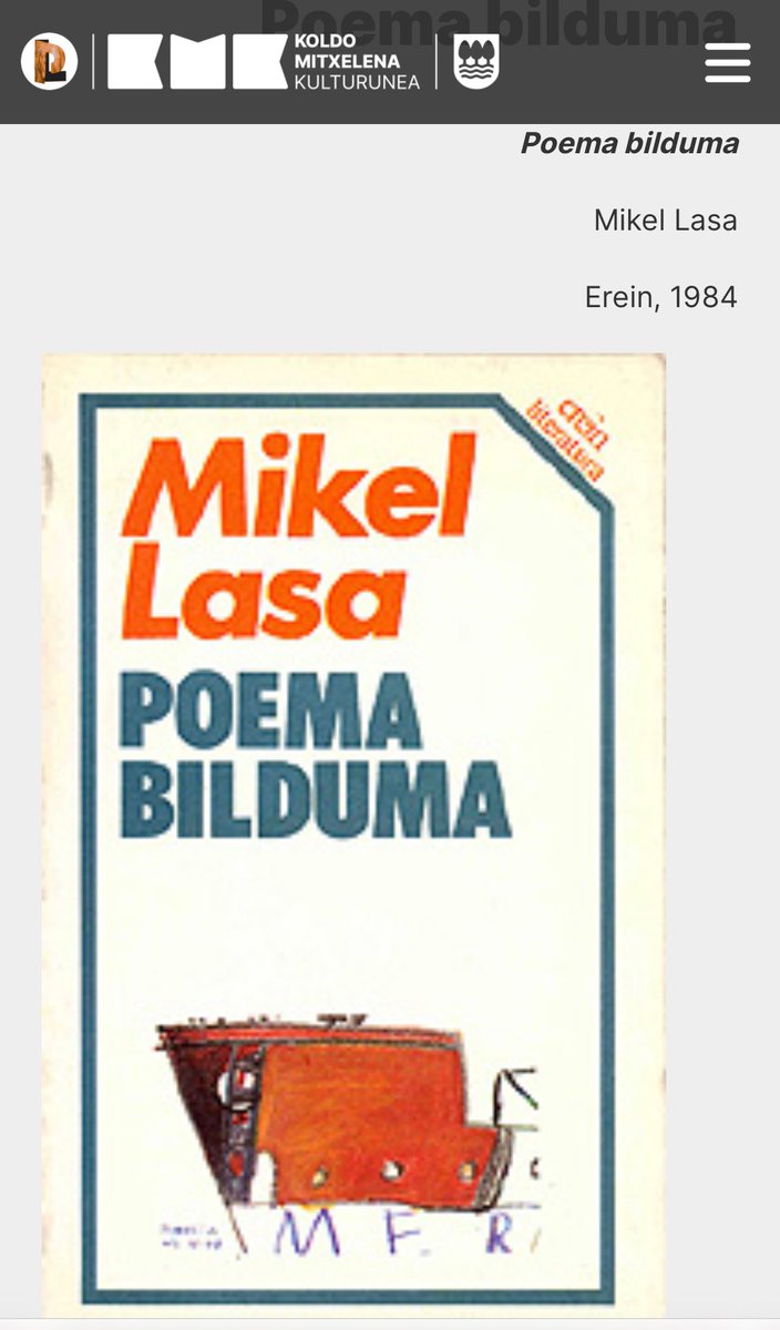 #Poesialeku #Erreseinak Otsaila: Mikel Lasa, «Poema bilduma», Erein, 1984. kmk.gipuzkoa.eus/es/erreseinak