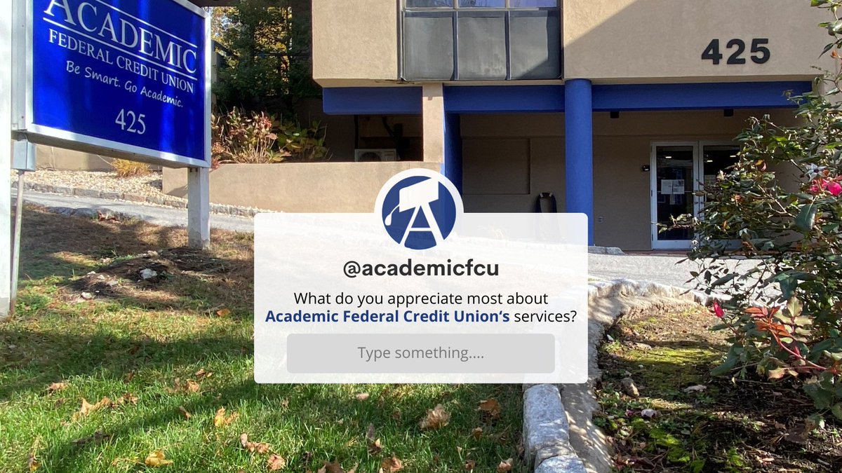 AcademicFCU's tweet photo. Tell us what you appreciate most about Academic FCU's services!🎓💰😃 

#GetToKnowYourCustomersDay #Member #Education #FinancialServices #CreditUnion #AcademicFCU #GoAcademic https://t.co/BVDpGBWInT