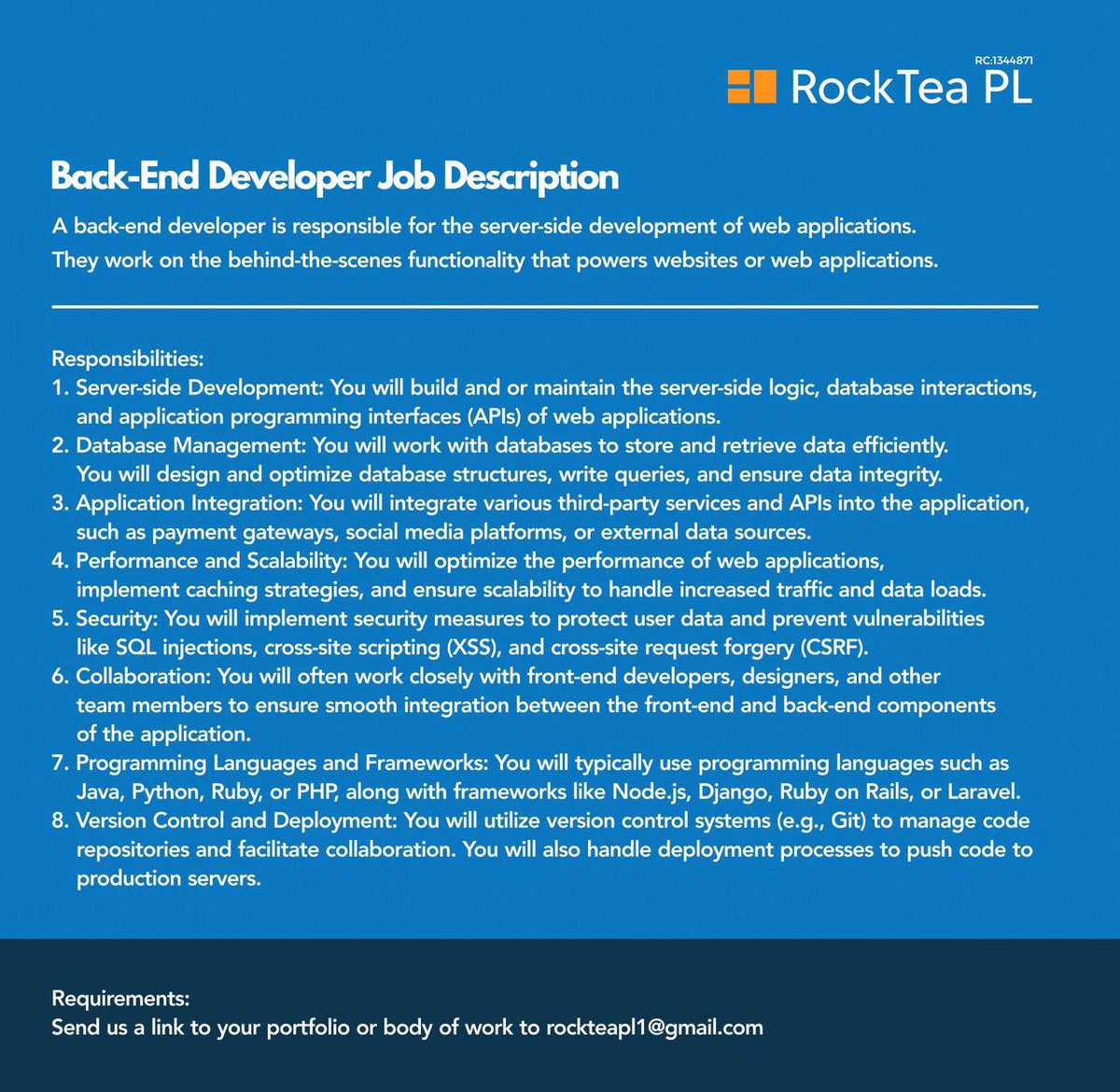 official_cumi's tweet photo. Hiring!!

The following roles are open:
- Full Stack Developer 
- Backend Developer
- CTO
- UI/UX Designer. 

Kindly check the images and see if you meet the requirements. https://t.co/CqbJdilkLK