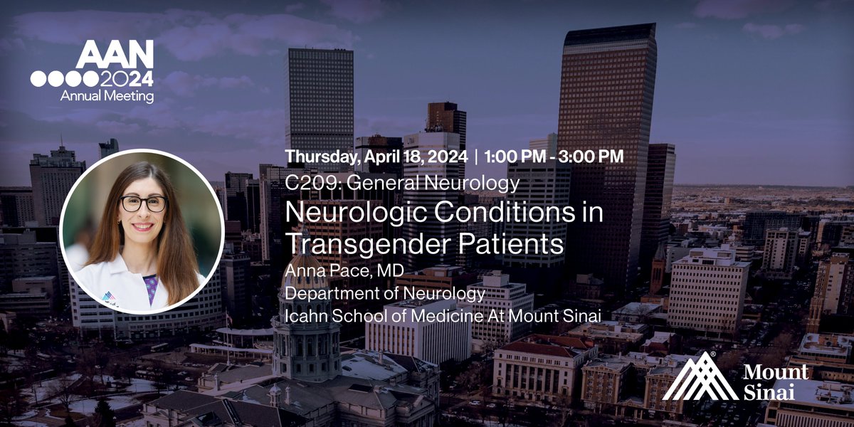 Join @AEPaceMD today from 1:00 - 3:00 pm for 'Neurologic Conditions in Transgender Patients'. She'll discuss best practices and interventions to promote inclusive neurologic care for transgender individuals. #AANAM
