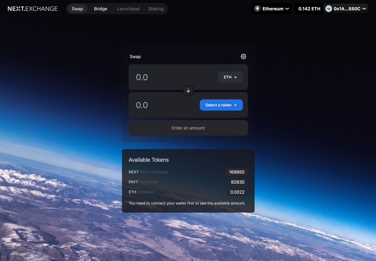 NEXT.exchange $NEXT (@nextexchange) on Twitter photo We just launched an update on the DEX of $NEXT. Be aware that the bridge still need to have liquidity to work, it's a complex bridge which can bridge all NFT's, tokens to NEXT Smart Chain. As soon as we add liquidity the fun will begin 🚀
dex.next.exchange We just launched an update on the DEX of $NEXT. Be aware that the bridge still need to have liquidity to work, it's a complex bridge which can bridge all NFT's, tokens to NEXT Smart Chain. As soon as we add liquidity the fun will begin 🚀
dex.next.exchange