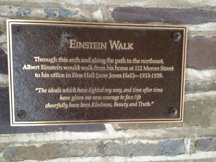 Plaque at Princeton honors Albert Einstein's walking route from his home to his office during his early years working at the Institute for Advanced Study, then located at Fine Hall.