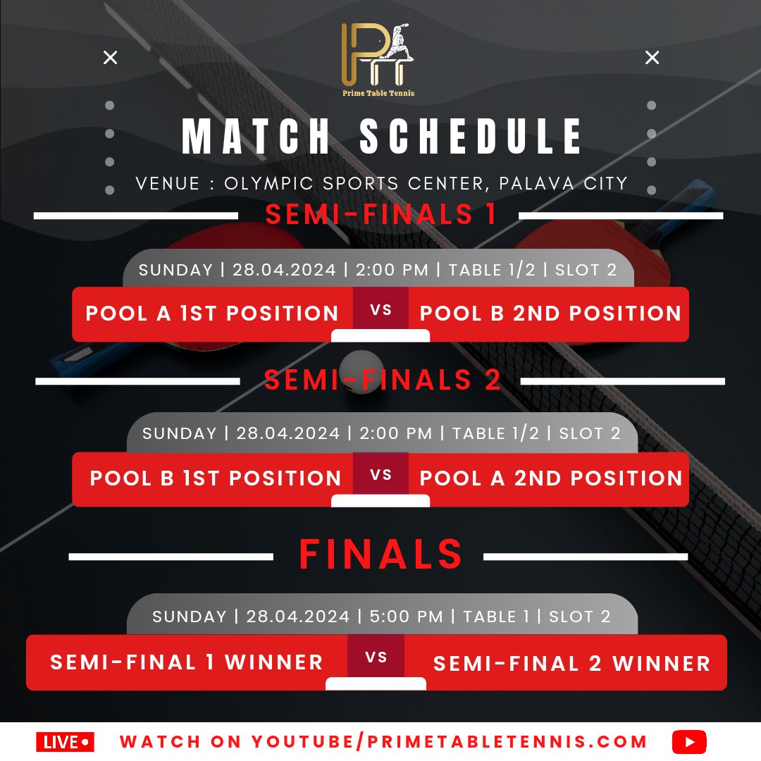 It's game time! Don't miss a single serve or slice. Check out the Prime Table Tennis Season 2 MATCH SCHEDULE and reserve your spot courtside
.
.
.
#ptt #primetabletennis #prideofmaharashtra #ptt2024 #pttseason2 #tabletennis #sportsplayer #sport #sports #ttfi #indiantabletennis