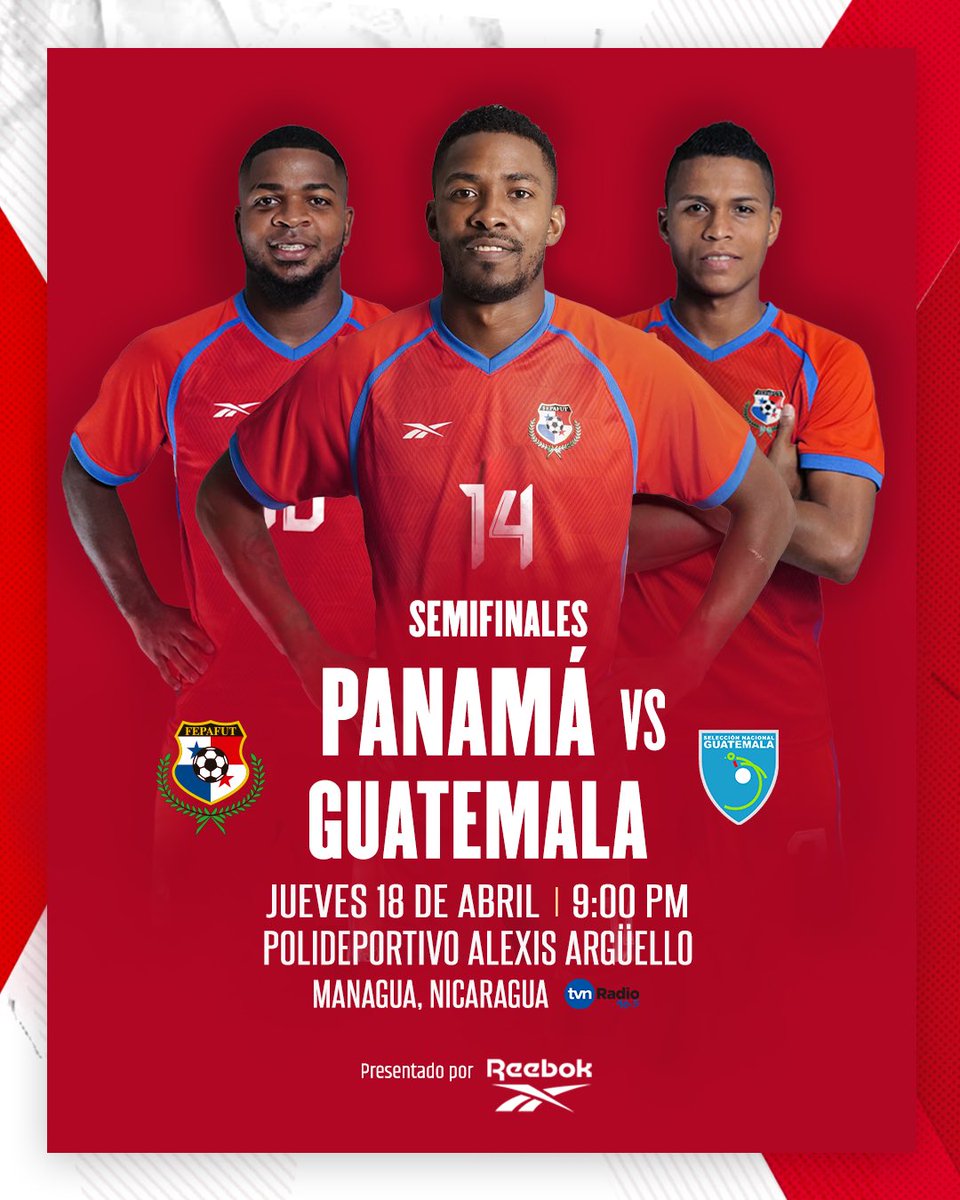 ¡POR EL PASE A LA FINAL🔥! #PanamáFutsal🇵🇦 se enfrenta hoy a Guatemala🇬🇹, por las semifinales del Premundial de Futsal🏆. ¡Vamos equipo💪🏼! 🇵🇦🆚🇬🇹 🏟️Polideportivo Alexis Argüello 9️⃣pm 📻 @tvnradio965 📺Youtube Concacaf #TodosSomosPanamá