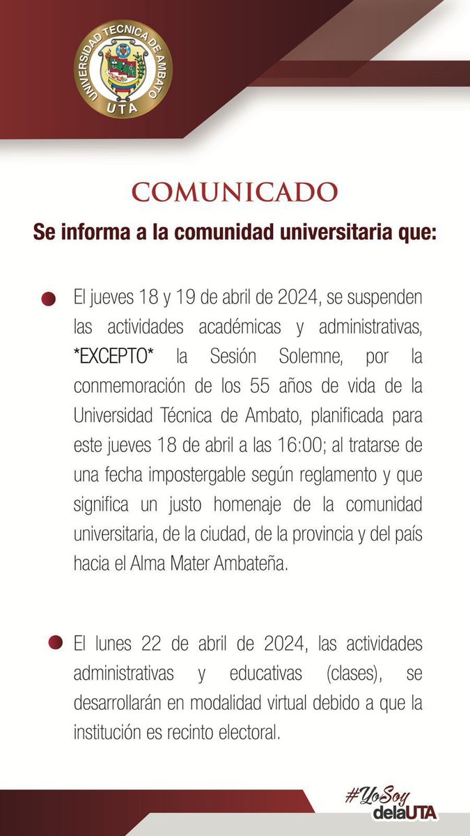 EdissonViera's tweet photo. A celebrar con alegría los 55 años de la UTA https://t.co/ArN1MAwWaW